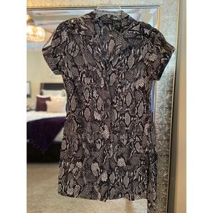 • New York & Company • belted snakeskin military dress